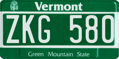 VT license plate ZKG580
