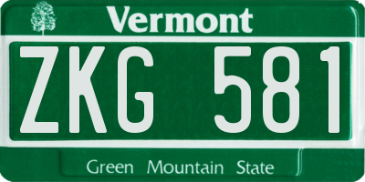 VT license plate ZKG581