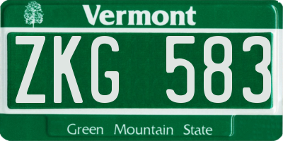 VT license plate ZKG583