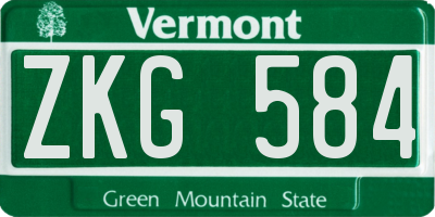 VT license plate ZKG584