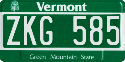 VT license plate ZKG585