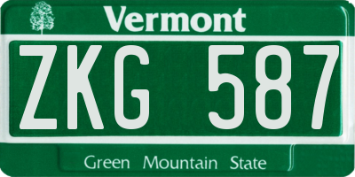 VT license plate ZKG587