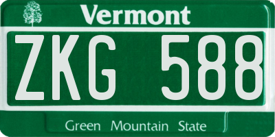 VT license plate ZKG588