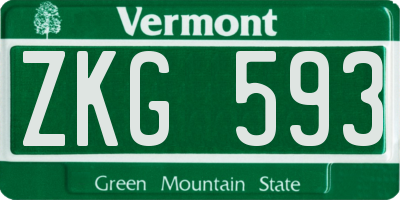 VT license plate ZKG593