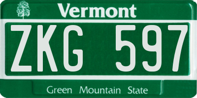 VT license plate ZKG597