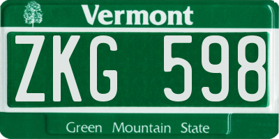 VT license plate ZKG598