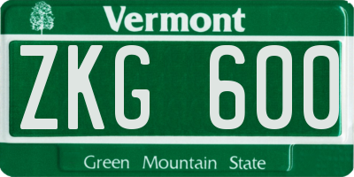 VT license plate ZKG600