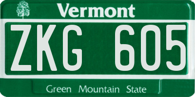 VT license plate ZKG605
