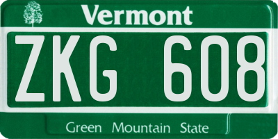 VT license plate ZKG608