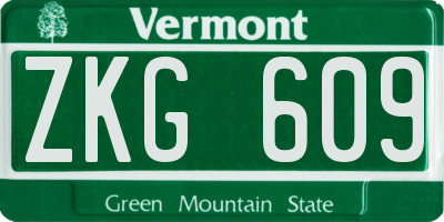 VT license plate ZKG609