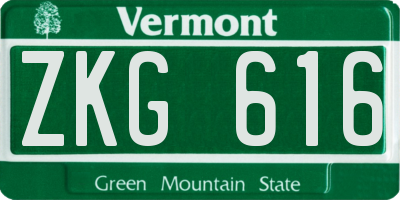 VT license plate ZKG616