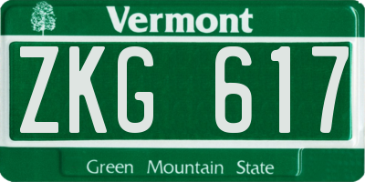 VT license plate ZKG617