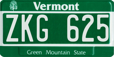 VT license plate ZKG625