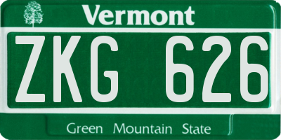 VT license plate ZKG626