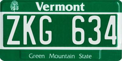 VT license plate ZKG634