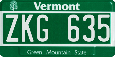 VT license plate ZKG635
