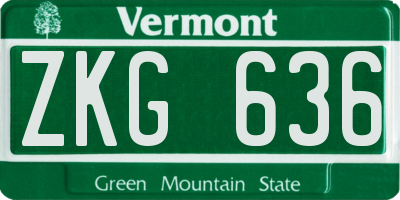 VT license plate ZKG636