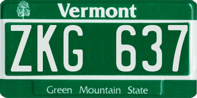 VT license plate ZKG637