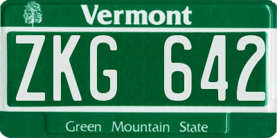 VT license plate ZKG642