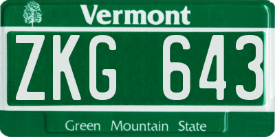 VT license plate ZKG643