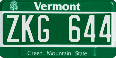 VT license plate ZKG644