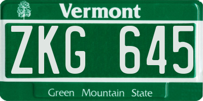 VT license plate ZKG645
