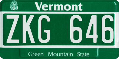 VT license plate ZKG646