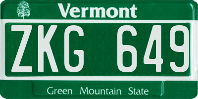 VT license plate ZKG649