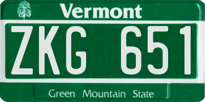 VT license plate ZKG651