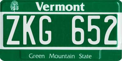 VT license plate ZKG652