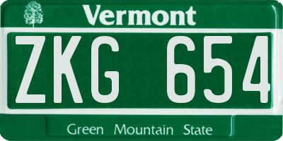 VT license plate ZKG654