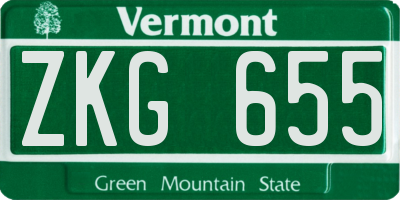 VT license plate ZKG655