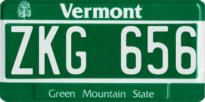 VT license plate ZKG656