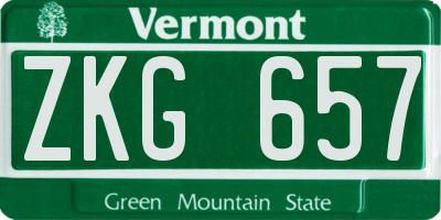 VT license plate ZKG657