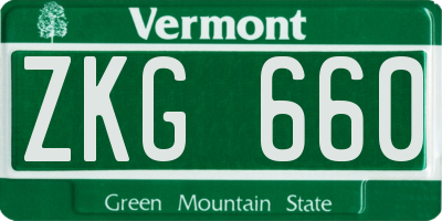 VT license plate ZKG660