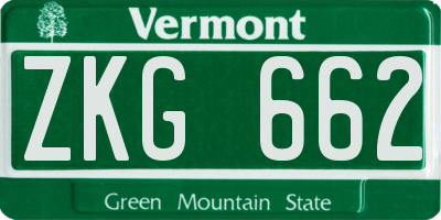 VT license plate ZKG662