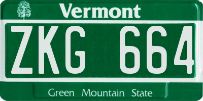 VT license plate ZKG664