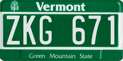 VT license plate ZKG671