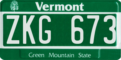 VT license plate ZKG673