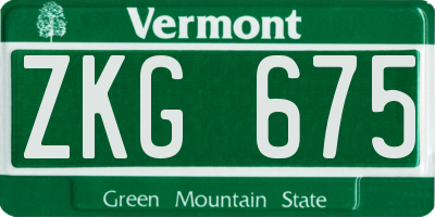 VT license plate ZKG675