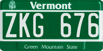 VT license plate ZKG676