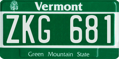 VT license plate ZKG681