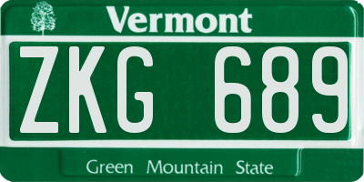 VT license plate ZKG689