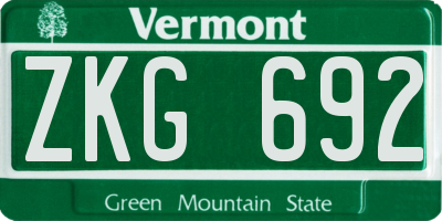 VT license plate ZKG692