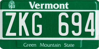 VT license plate ZKG694