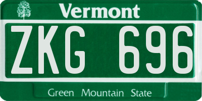 VT license plate ZKG696