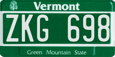 VT license plate ZKG698