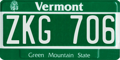 VT license plate ZKG706