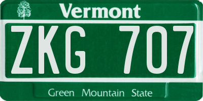 VT license plate ZKG707