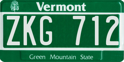 VT license plate ZKG712